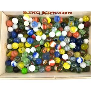 3LB Vintage Glass Marbles Lot Cat’s Eye Swirl Shooters Mixed Colors Unsorted